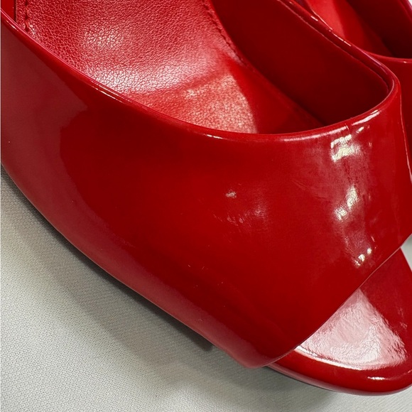 🏆Calvin Klein Luc Mule Heels Women’s Size 8 Red Open-Toe Holiday Christmas Shoes - Picture 4 of 6